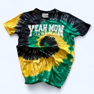 Jamaica “Yeah Mon” Tie Dye T-Shirt Men’s Small Retro Colorful Beach Vacation Tee